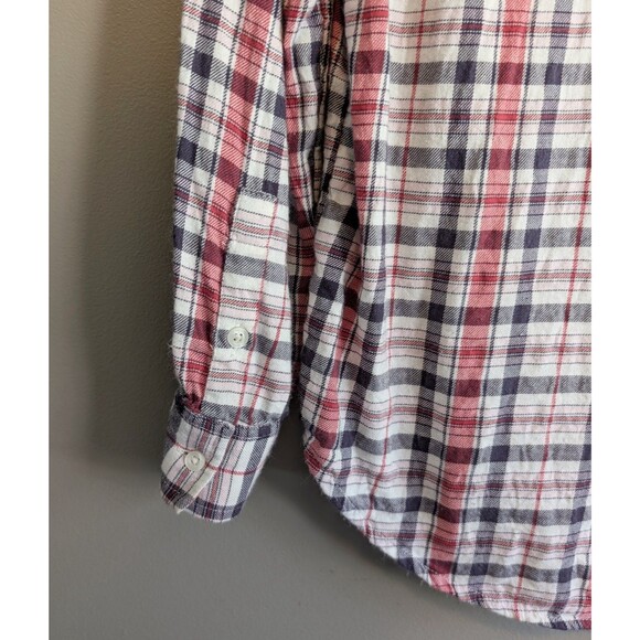 Aerie Size Small Plaid Flannel Top Red Womens Lightweight Shirt Button Up S - Picture 3 of 5